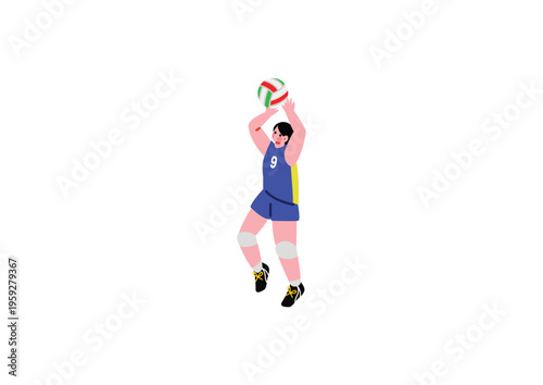 トスをあげる女子バレーボール選手のイラスト