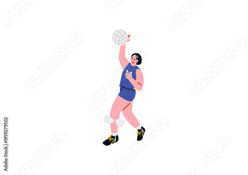 サーブを打つ女子バレーボール選手のイラスト