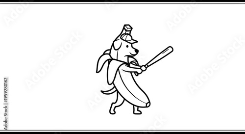 Funny Dog Dressed as Banana Playing Baseball