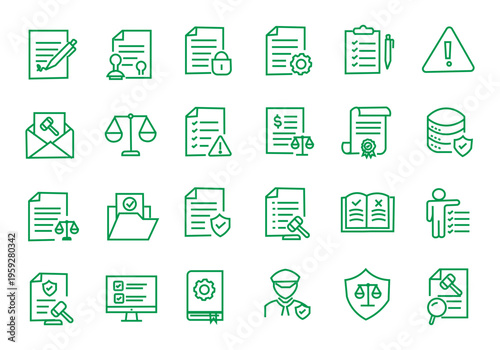 Regulation icon set. Editable line icons. Vector illustration.