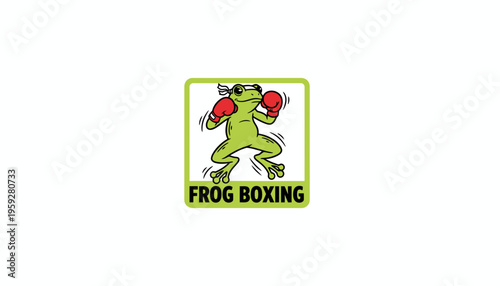 Funny cartoon frog wearing boxing gloves and sunglasses, ready to fight