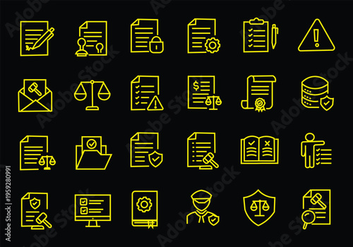 Regulation icon set. Editable line icons. Vector illustration.