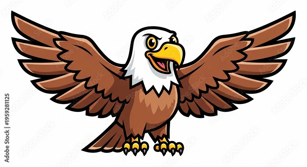 Obraz premium Eagle Mascot Cartoon Illustration Flying Bird Logo Design