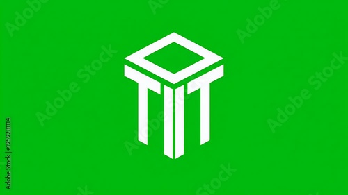 White Isometric Table Icon on Green Background Loop Footage