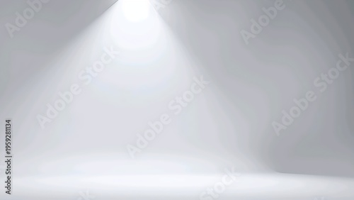 Obraz na płótnie Empty white photography studio background with soft lighting gradients and seamless cyclorama floor