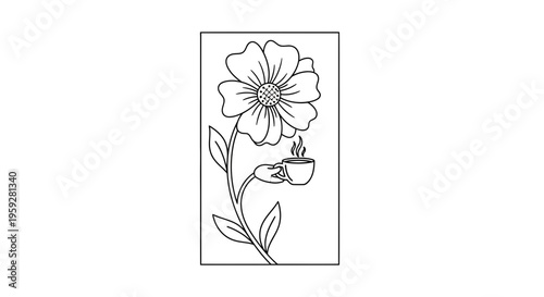Flower Holding Coffee Cup with Steam