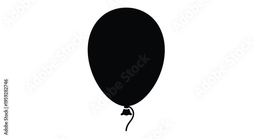 A simple black silhouette of an inflated balloon with a string