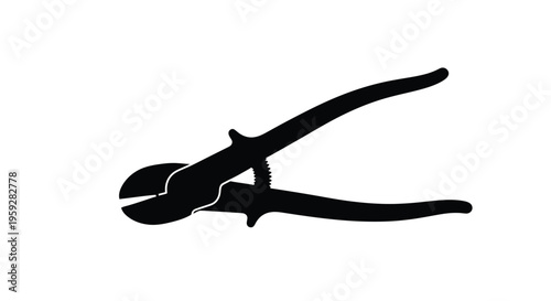 Black silhouette of bolt cutters a tool for cutting metal objects