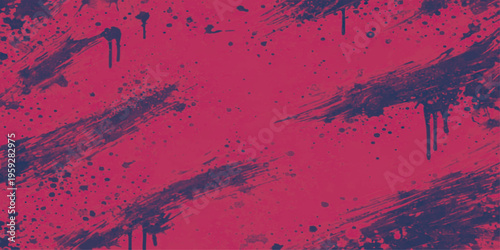 Abstract dramatic and emotive abstract composition, a crimson canvas is splattered with dark, inky strokes that create a sense of raw energy and textured depth.