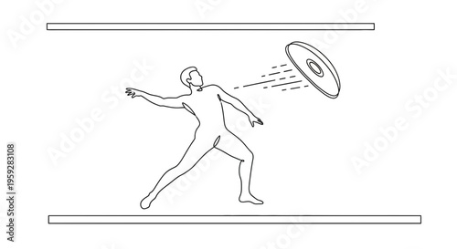 Athlete throwing discus in stadium, dynamic action shot, sports competition, athletic training