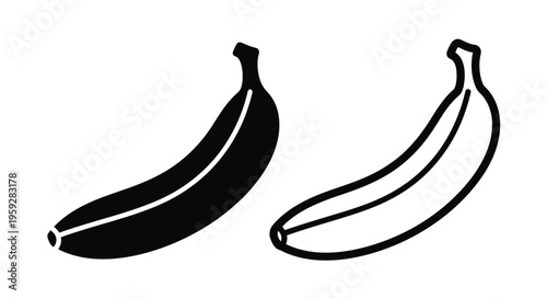 Two bananas in a simple black and white line art illustration
