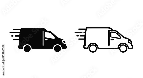 Two delivery vans one black and one white speeding forward