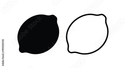 Stylized black and white illustration of two whole lemons side by side