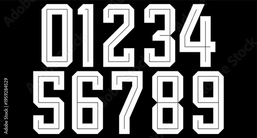 number set for jersey with modern and retro style
