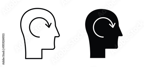 Memory recall icon. black and white line icons pack.