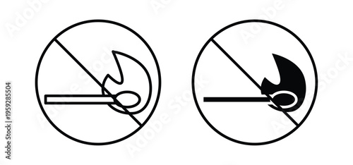No fire sign. black and white line icons pack.