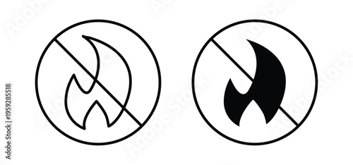 No fire signs. black and white line icons pack.