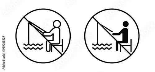 No fishing signs illustration sign collection. vector symbol or logo.