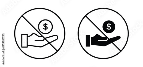 No money signs. black and white line icons pack.