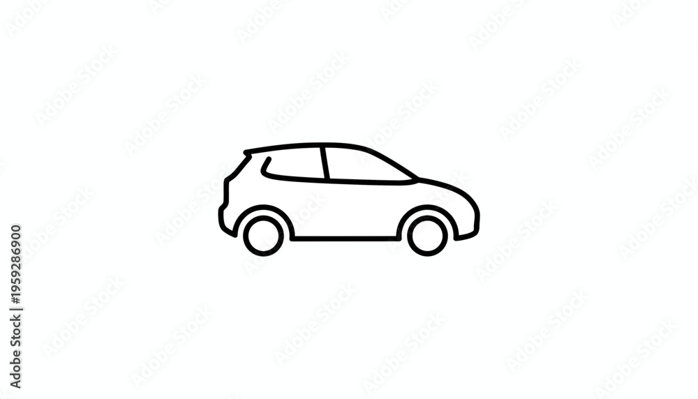 Fototapeta premium Simple Car Icon, Minimalist Line Art, Modern Vehicle Symbol