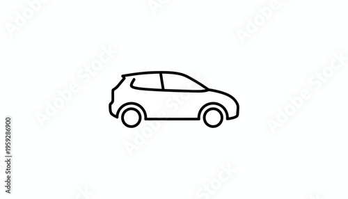 Simple Car Icon, Minimalist Line Art, Modern Vehicle Symbol