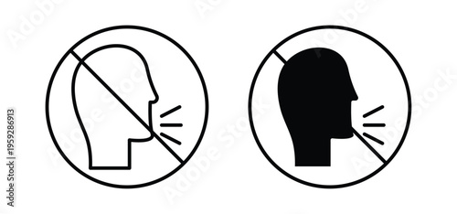 No talking signs. black and white line icons pack.