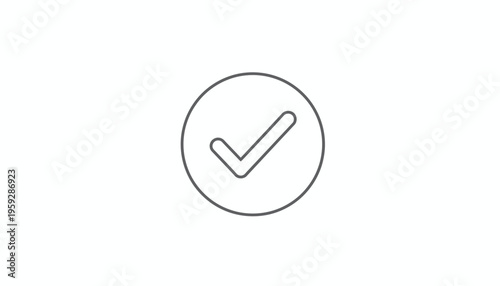 Simple Check Mark Icon in Circle, Success, Approval, Confirmation, Task Complete, Yes Symbol