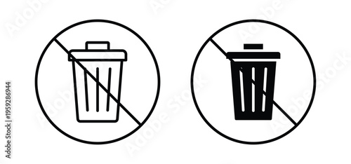 No trash icon. black and white line icons pack.