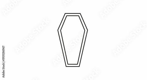 Simple Coffin Icon Outline, Funeral Symbol, Death Concept, Black and White Minimalist Graphic