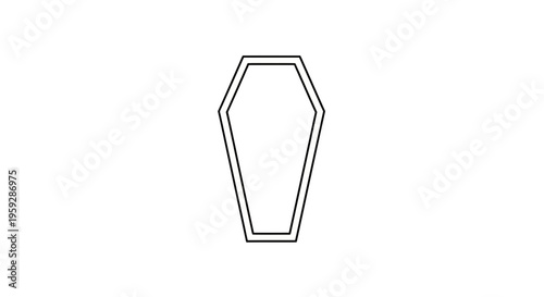 Simple Coffin Outline Icon, Funeral Symbol, Death Concept, Vector Graphic