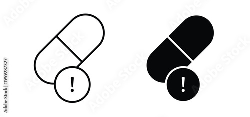 Overdose icon. black and white line icons pack.