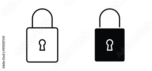 Padlock icon. black and white line icons pack.