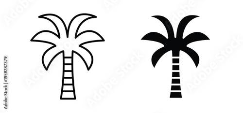 Palm tree icon. black and white line icons pack.