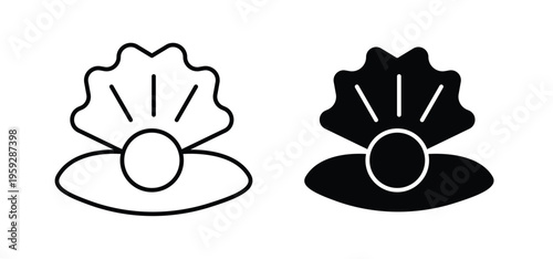 Pearl in the open shell icon. black and white line icons pack.