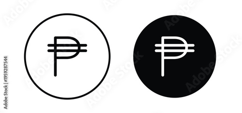 Philippine currency icon. black and white line icons pack.