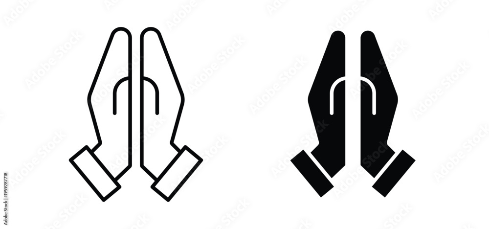 Fototapeta premium Pray icon. black and white line icons pack.