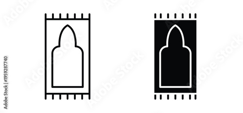 Prayer rug icon. black and white line icons pack.