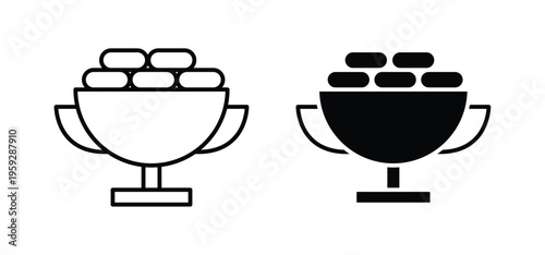 Ramadan breakfast icon. black and white line icons pack.