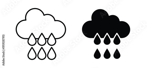 Rainy icon. black and white line icons pack.