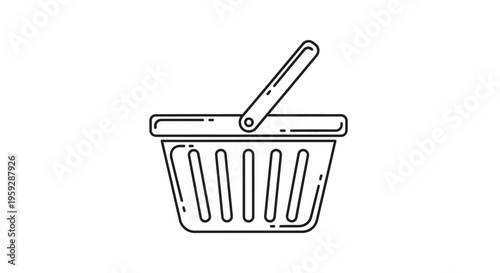 Shopping Basket Icon - Simple Line Art for E-commerce and Retail