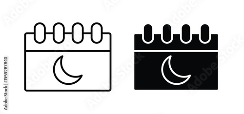Ramadan calendar icon. black and white line icons pack.