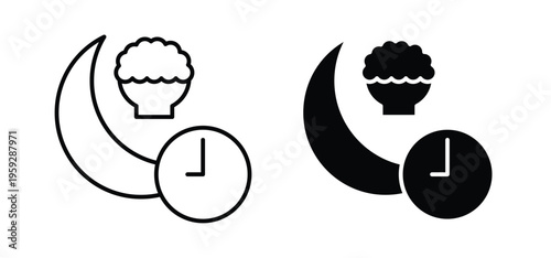 Ramadan iftar icon. black and white line icons pack.