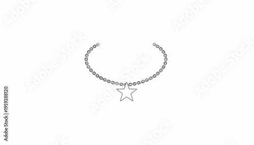 Silver Star Charm Necklace on White Background