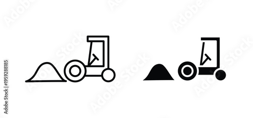 Road construction signs. black and white line icons pack.