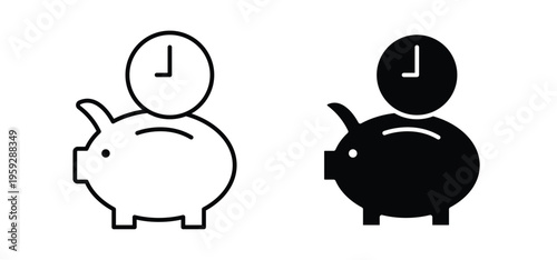 Save time icon. black and white line icons pack.