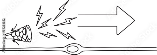 Electric shock, lightning bolt, fuse blowing, circuit overload, electrical surge, vector illustration