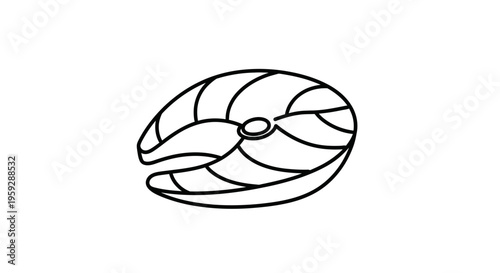 Salmon Steak Icon: Simple Line Art of a Fish Cut for Healthy Food and Seafood Concepts