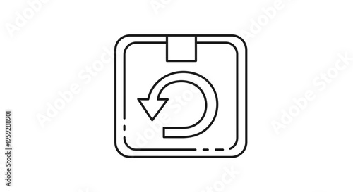 Recycling symbol on a cardboard box icon, circular arrow, refresh, repeat, reuse, eco-friendly, logistics, delivery concept