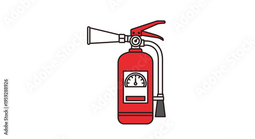 Red Fire Extinguisher with Pressure Gauge on White Background