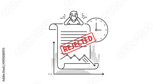 Rejected Business Report with Falling Graph and Stressed Person